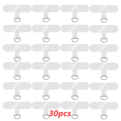 Phone Lanyard Patch 30pcs Transparent TPU Adhesive Pad Metal Buckle Anti-Lost Hook Universal DIY Strap Tether Kit for Phone Cases Keys AirPods Accessories – Clear