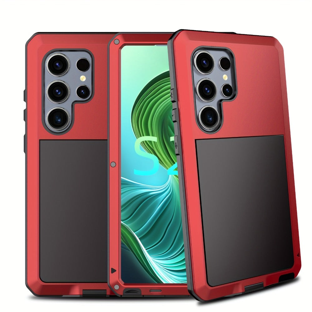 Heavy Duty Samsung Galaxy S24 Ultra Case Rugged Metal with Built-In Glass Screen Protector – Military-Grade Shockproof Dustproof Drop Protection Hard Cover, Compatible with Galaxy S23 Ultra S-Pen
