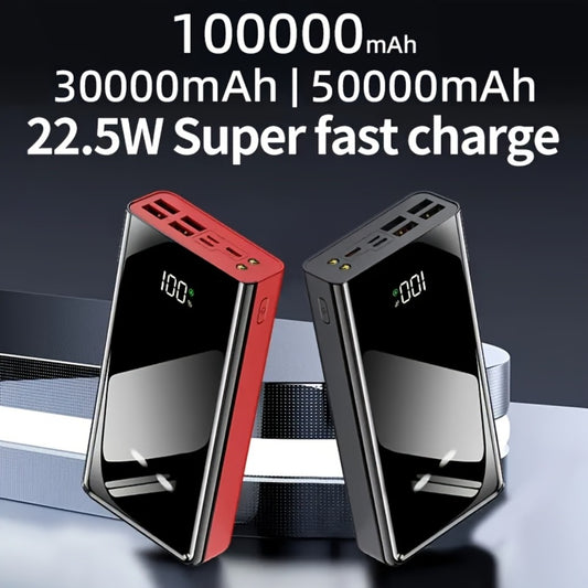 100000mAh Power Bank 22.5W Fast Charging Portable Charger with LED Display & Flashlight – High Capacity 30000mAh Battery Pack for iPhone Android Samsung Tablet Camping Outdoor Travel Emergency