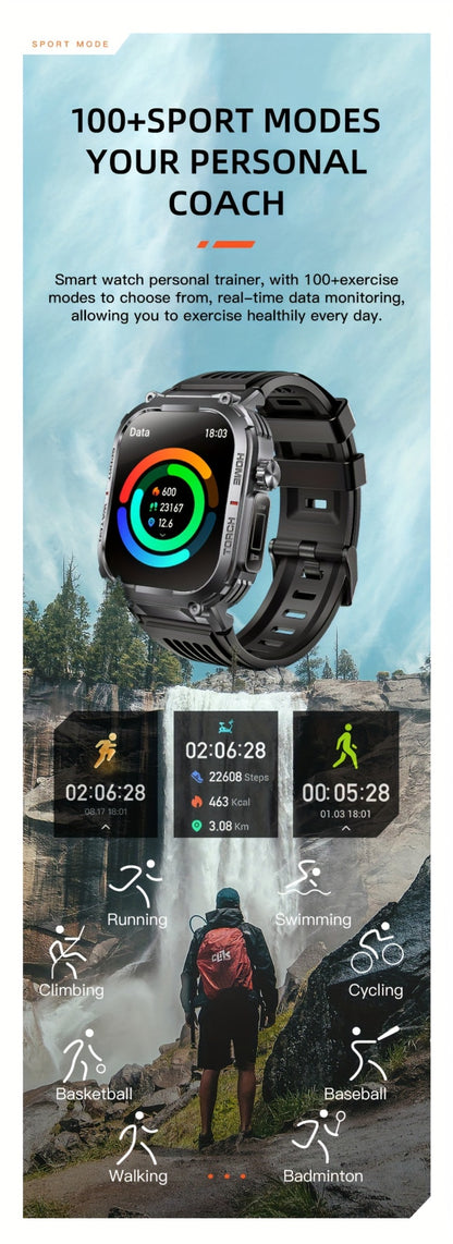 LED Flashlight Smartwatch for Men 2.02 Inch TFT Waterproof Wireless Calling Sleep Monitor Pedometer Activity Tracker iOS Android – Gift for Dad Boyfriend Husband