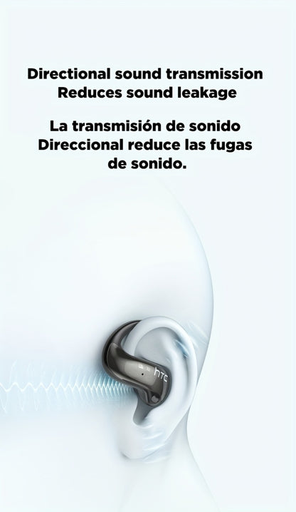 HTC NE19 AI Translation Earbuds TWS 134 Languages, Open-Ear Wireless Bluetooth 5.4 HiFi Audio, Long Battery Life Hands-Free Earphones for Travel Business Sports Casual Daily Use