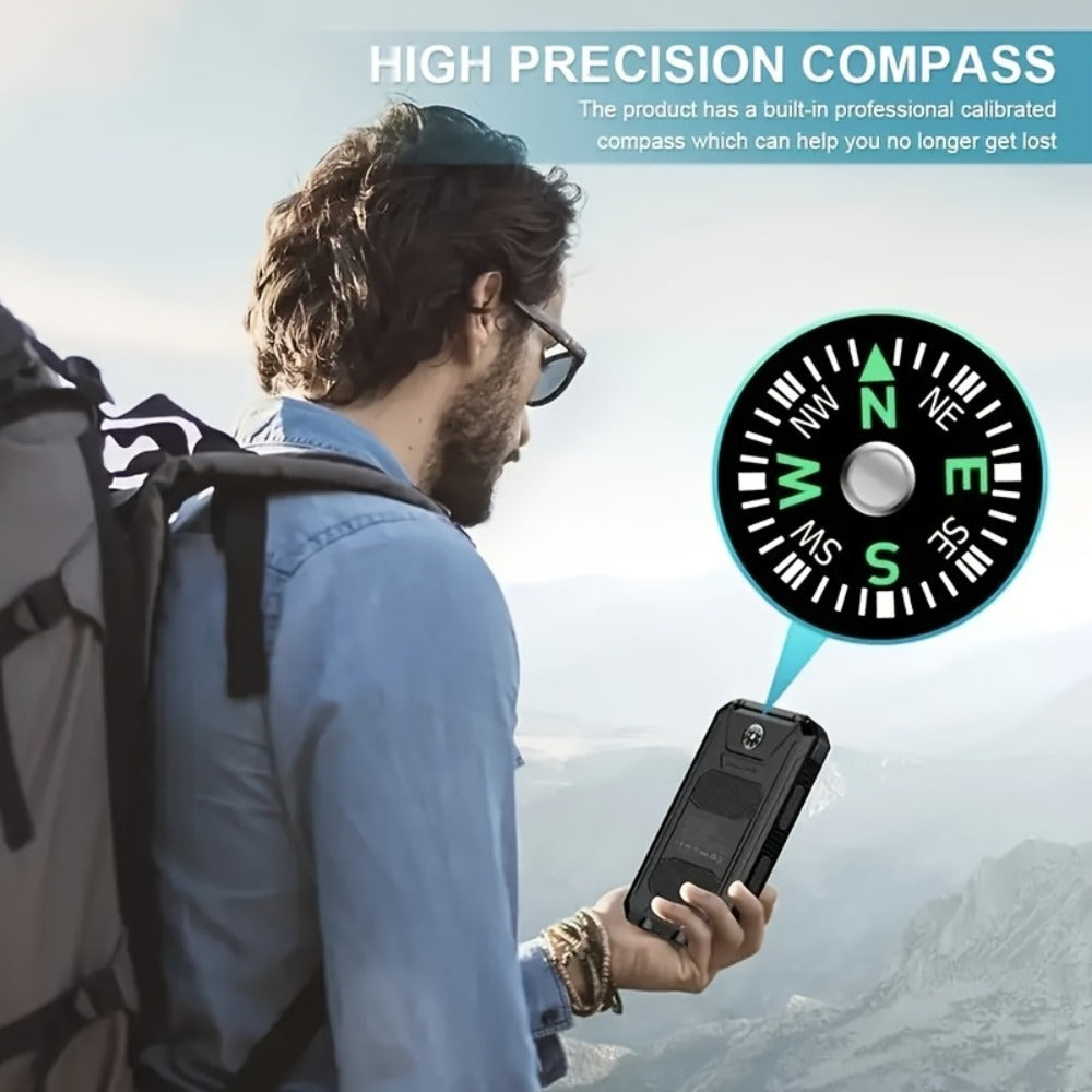 38800mAh Solar Power Bank QC3.0 Fast Charging – USB-C Dual USB Ports LED Flashlight Portable Battery Pack for All Cell Phones Outdoor Camping Hiking Travel Emergency Backup
