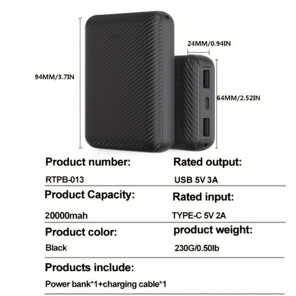 20000mAh Heated Vest Power Bank 5V 3A – Battery Pack for Heated Jacket, Scarf, Socks & Gloves, USB-C Input, Li-Polymer, Winter Heated Clothing Power Supply for Skiing, Hunting & Outdoor Work