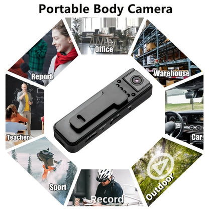 HD Night Vision Body Camera Portable Clip-On Wearable Sports Action Cam with Wide Angle Lens for Outdoor Security Hiking Cycling Law Enforcement