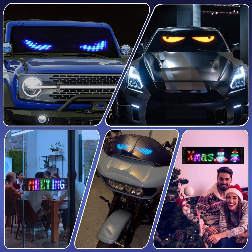 Programmable LED Scrolling Sign APP Custom Text & Animations - USB & Car Charger Powered Smart Display Board 4 Sizes for Bar Restaurant Car Window Christmas Birthday Party Decoration