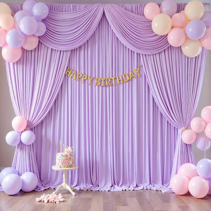Photography Backdrop 4-Pack 5x10ft Polyester Spandex Background Cloth | Wrinkle-Resistant, Soft & Smooth with Pole Pockets | Wedding, Birthday, Banquet, Party & Event Decoration Curtains
