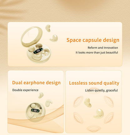 Invisible Sleep Wireless Earbuds 2 Pairs, Mini In-Ear Earphones HiFi Sound Noise Reduction Bass Touch Control Digital Display Long Battery Type-C, for Office Leisure Sport Sleep Men Women