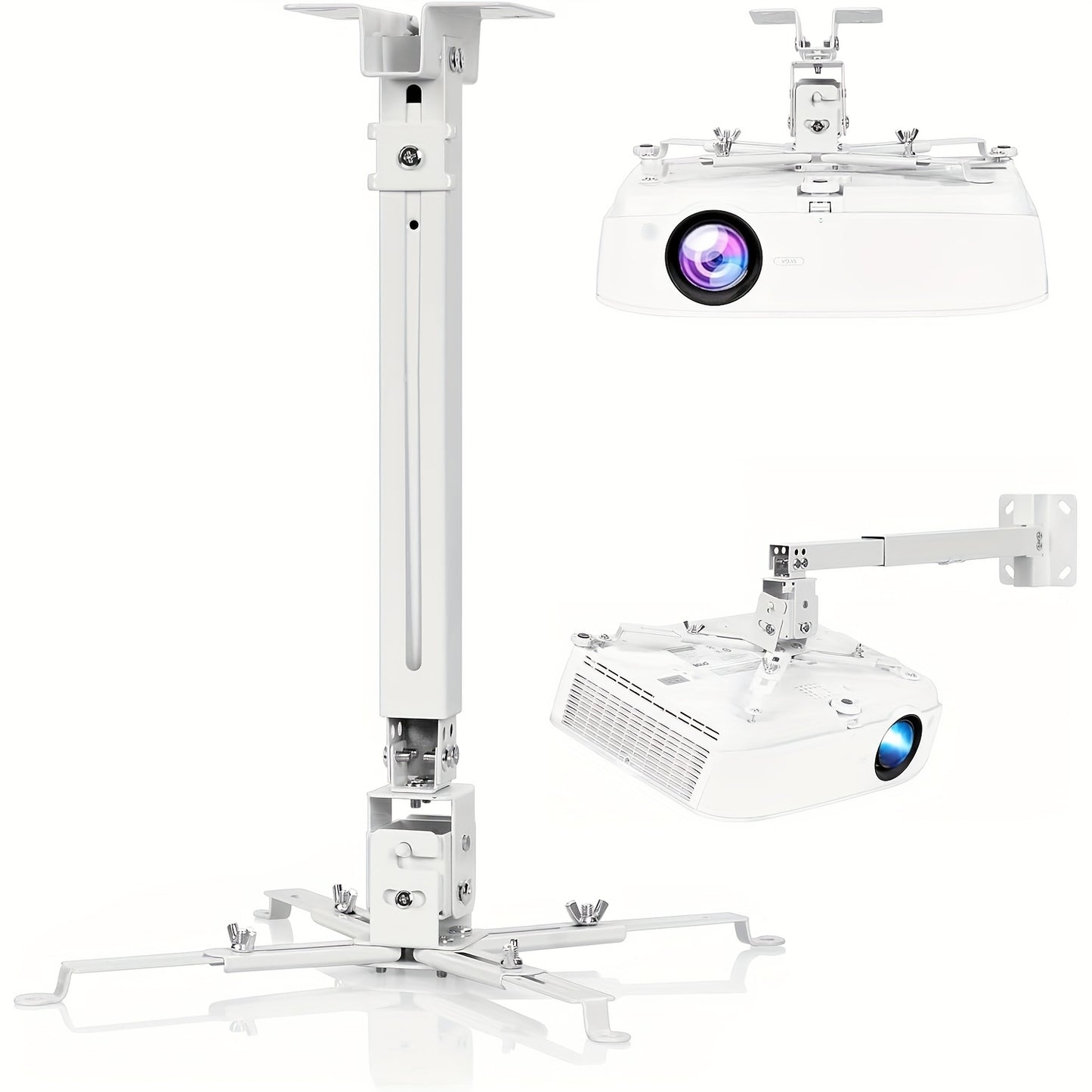 Ceiling Mounted Projector Bracket Adjustable Angle Height & Extendable Arm, 40LB Load Capacity, Universal LCD DLP Projector Mount Hanger for Home Theater Office Classroom