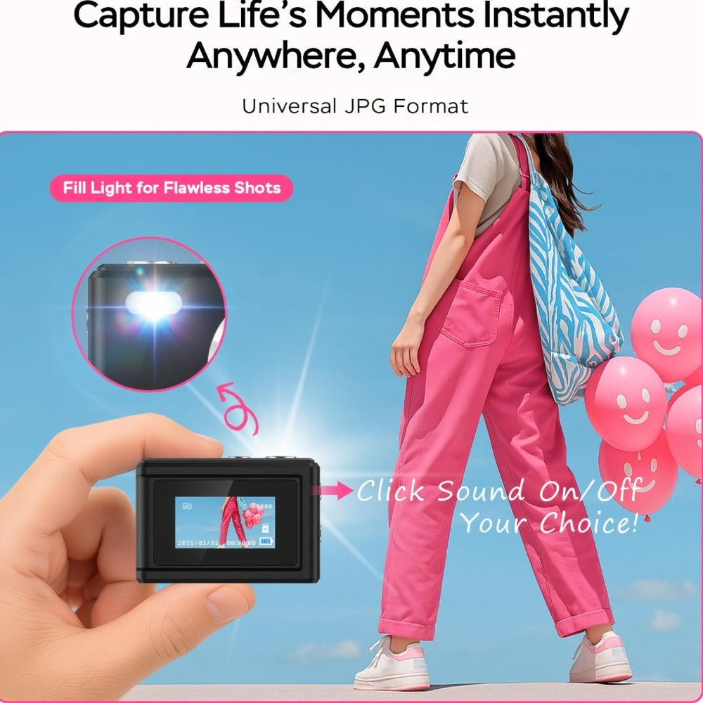 Keychain Mini Digital Camera 16X Zoom Autofocus & Shock-Proof | 2.8-Inch Screen Point-and-Shoot Cam for Travel & Vlog – Ideal Birthday Gift for Adults, Friends & Beginners