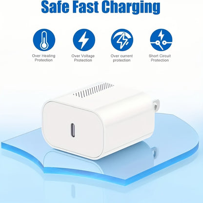 Apple Watch Charger Set 3-in-1 Magnetic Cable 6.6ft with 20W USB-C Wall Charger – Compatible with Apple Watch Ultra 2 Ultra SE Series 9 8 7 6 5 4 3 2 1 iPhone 15 14 13 12 11 AirPods White Pink Purple