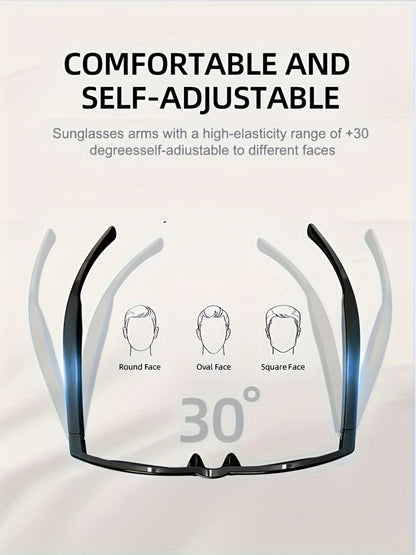 Open-Ear Audio Glasses with Bluetooth Built-In Speaker & Mic – Hands-Free Calls & Music | Lightweight Smart Eyewear for Cycling Driving Fishing Hiking Travel Office | Black & White | Wearable Tech Gift