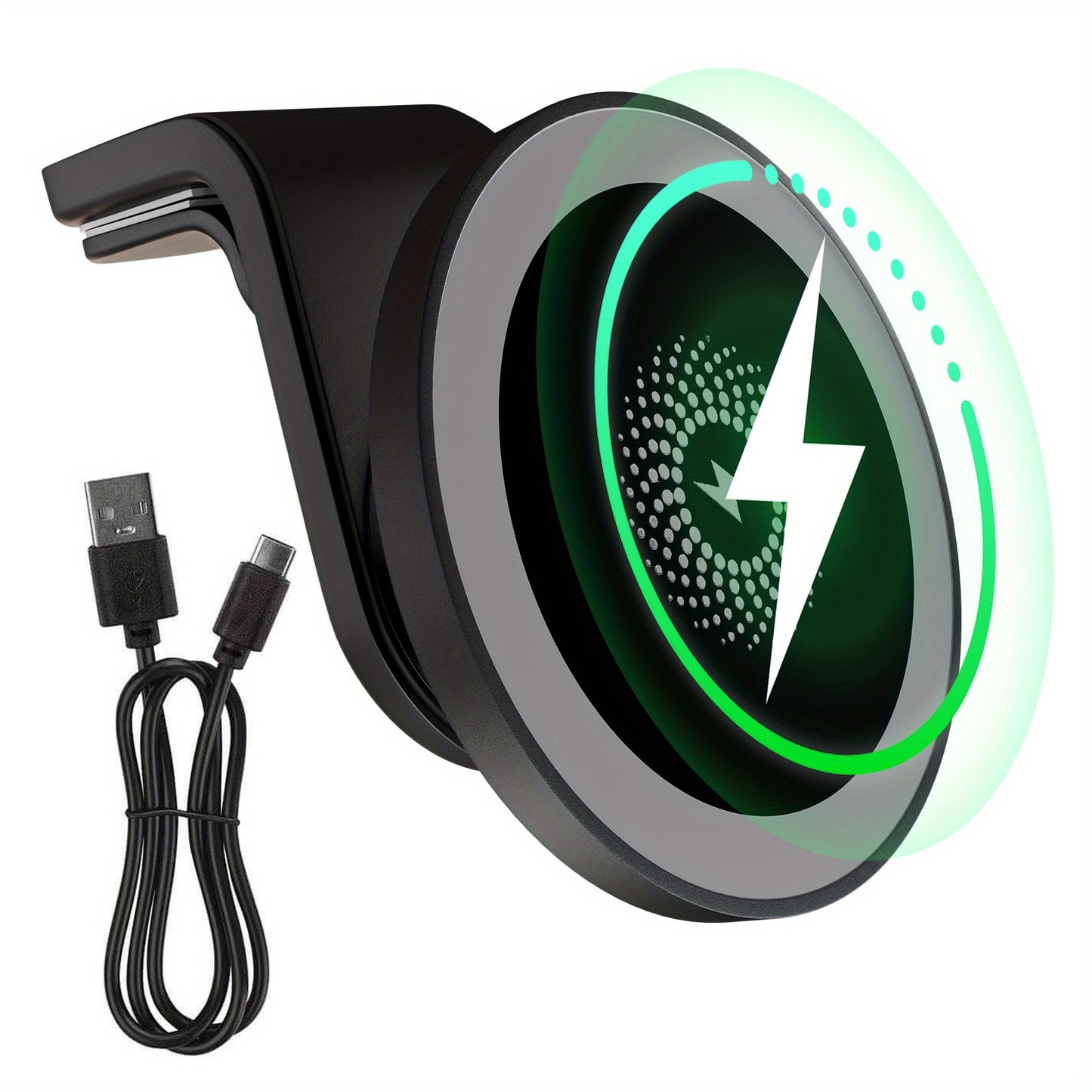 Magnetic Car Mount Wireless Charger 15W Fast Charging 360° Rotation Dashboard Phone Holder for iPhone 17 Air 16 15 14 13 12 Pro Max, Samsung Galaxy S24 S23 Android – Black White