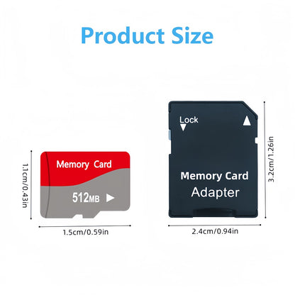 10-Pack TF Micro SD Cards 128MB 256MB 512MB with 2 SD Adapters – High-Speed Flash Memory Cards for Dash Cameras, Tablets, Smartphones, Cameras & IoT Devices, Bulk Memory Card Set