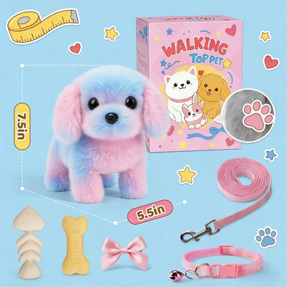 Walking Barking Electric Plush Puppy Toy That Walks Wags Tail & Barks – Realistic Interactive Pet Dog with Leash Bone Bow Tie, Premium Gift Box, Kids Birthday Gift for Boys Girls Toddlers Age 3+