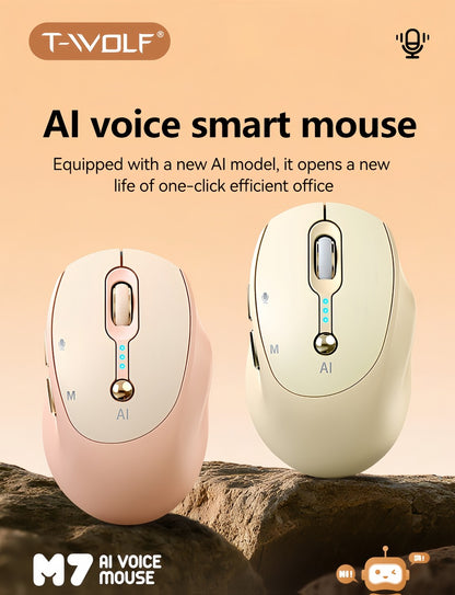 AI Voice Input Wireless Mouse with Real-Time Translation & Auto Writing – PPT Assistant, Dual Mode Bluetooth + 2.4G Rechargeable Smart Mouse with Battery Indicator for Laptop, Tablet, PC & Mac | Smart Office & Study Tool