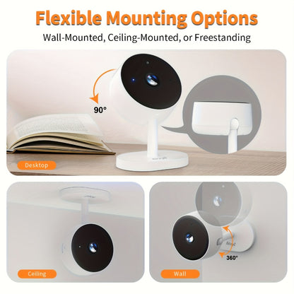 2K 3MP Card-Style WiFi Security Camera Indoor 5G & 2.4G Dual Band Night Vision Motion Detection Two-Way Audio Alexa Google Home Compatible Cloud & SD Card Storage CW1303