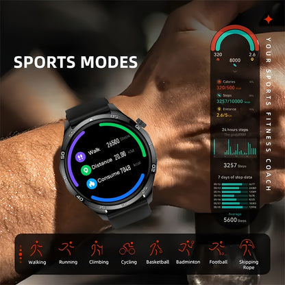 Unisex Smart Watch with Wireless Calling & Remote Camera Control, Fitness Tracker Multiple Sports Modes, Heart Rate Sleep Step Counter, USB Charging Silicone Strap, Compatible with iPhone & Android – Gift Smart Watch for Men Women