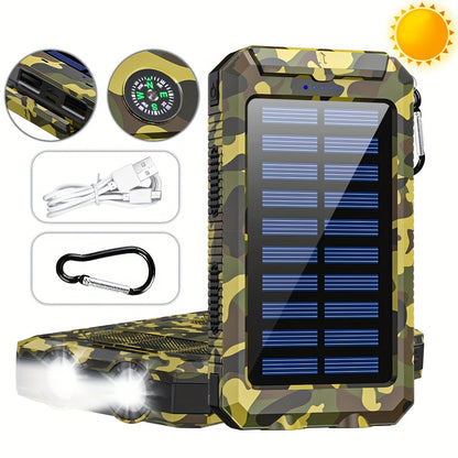 Solar Power Bank 40000mAh with Built-in 4 Cables & 15W Wireless Charging – 6 Outputs 3 Inputs Dual LED Flashlight Portable Charger for iPhone Android Tablets Camping Travel Emergency