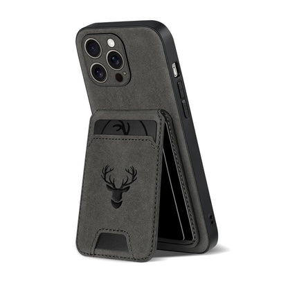 Wallet Phone Case for iPhone 16 Pro Max 16 Pro 16 Plus 16 15 14 13 12 11 Series Luxury PU Leather Flip Cover Card Holder Kickstand Magnetic Closure Moose Design – Men Women Gift