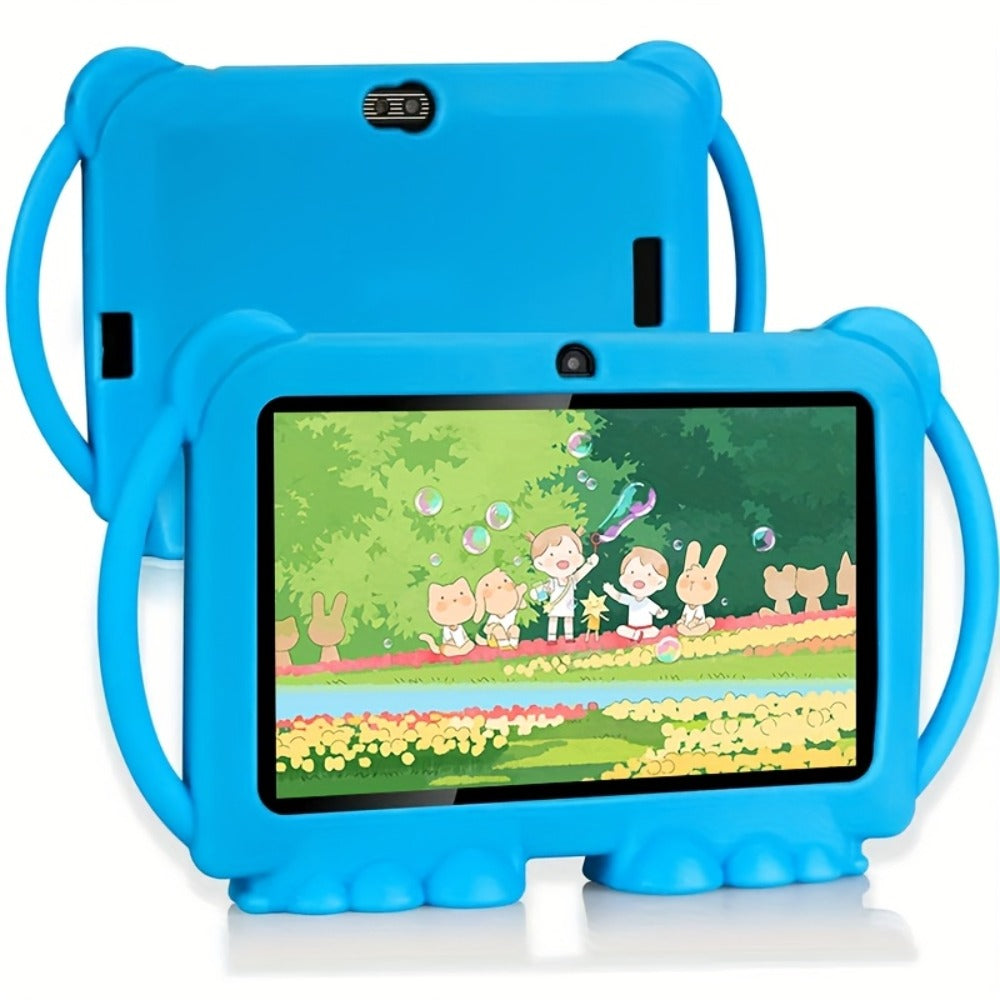 Kids Tablet 7 Inch Android 14, Shockproof Protective Case 4GB RAM 32GB ROM, Parental Mode WiFi 6 Dual Camera, IPS HD Display Quad-Core Mali T820 USB OTG, Children Learning & Entertainment Tablet – Blue Pink
