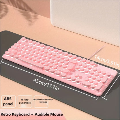 Retro Punk Keyboard and Mouse Set 104 Keys Silent Mechanical Feeling 6D Macro Mouse USB Wired Ergonomic Design for PC Laptop Desktop Gaming Office Home Creative Workstation