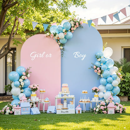 Spandex Arch Backdrop 2 Pack 6Ft x 6.6Ft Wrinkle-Free Stretch Photography Background with Bottom Zipper, Polyester Arched Cover Photo Prop for Wedding, Party, Gender Reveal & Birthday Decoration
