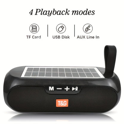 TG182 Solar Powered Bluetooth Speaker – 10W Outdoor Wireless Speaker, 1200mAh Battery, TF Card, FM Radio, AUX Input, Type-C Charging, Compatible with Phone, Tablet, Computer & TV