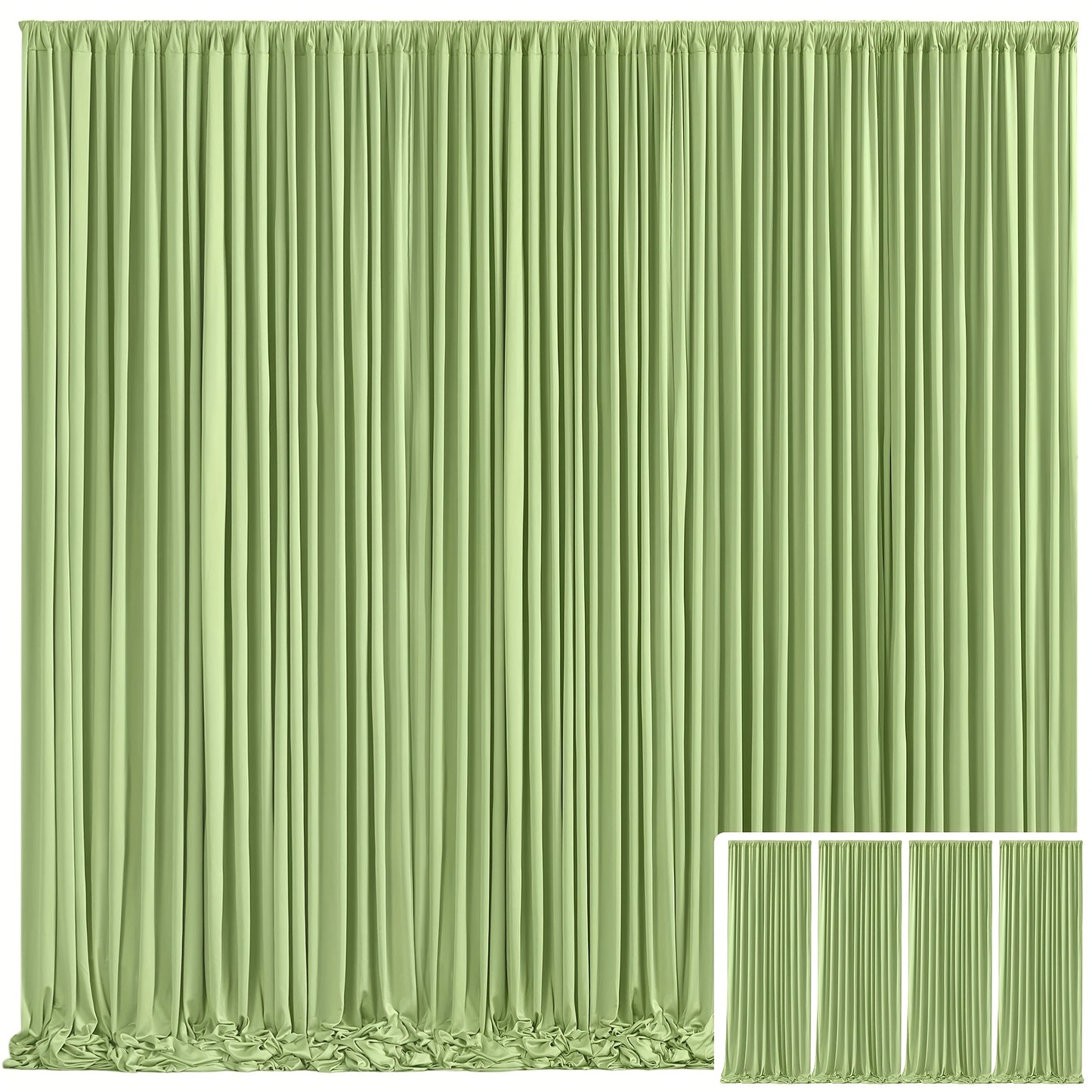 Elegant Fabric Backdrop Curtains 4pcs with Poles 59x85in Non-Transparent Wrinkle-Free Party Photo Backdrop for Wedding Birthday Bridal Shower Graduation Prom Christening Holiday Decor