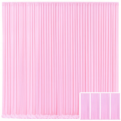 Elegant Fabric Backdrop Curtains 4pcs with Poles 59x85in Non-Transparent Wrinkle-Free Party Photo Backdrop for Wedding Birthday Bridal Shower Graduation Prom Christening Holiday Decor