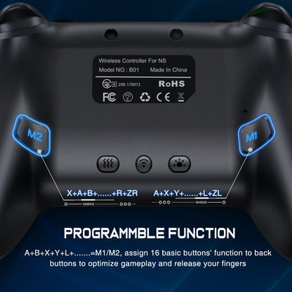Wireless Nintendo Switch Controller RGB Programmable with TURBO & Wakeup Function – Compatible with Switch / Switch Lite / Switch OLED / iOS / Android / PC, Multi-Platform Wireless Gamepad with RGB Light