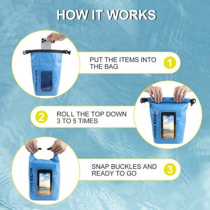 Waterproof Dry Bag Backpack with Touchscreen Phone Window & Roll Top Closure – Lightweight Dry Storage Bag for Men Women | 1.32 2.64 5.28 7.93 10.57 Gal | Travel Swimming Kayaking Camping Beach Boating