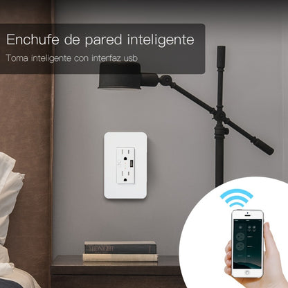 Smart WiFi Wall Outlet with 2 AC Outlets & USB Charging Port, Works with Alexa & Google Home, App Remote Control, No Hub Required, 15A 2.4GHz – MOES Intelligent In-Wall Smart Plug Socket