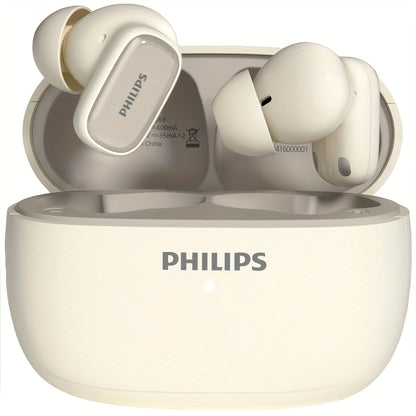 Philips TAT2569 Active Noise Reduction Wireless Earbuds, Dual Beamforming Mics 18H Playtime Bluetooth 5.4, Touch Control Secure Sport Fit Type-C Charging, Compatible with iPhone Android, Gift for Men Women