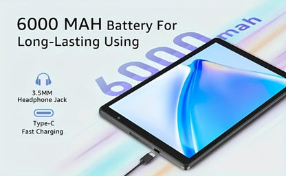 2-in-1 Tablet 10.1 Inch Android 15 8GB RAM 32GB ROM 1TB Expandable 6000mAh Battery WiFi Dual Camera with Optional Keyboard Mouse Protective Case & Stylus Pen – Gray