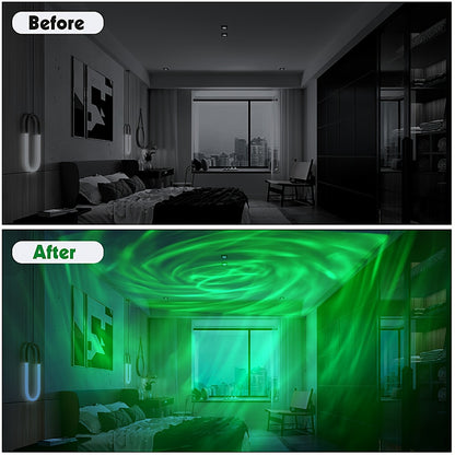 Aurora Borealis Projector Night Light 4-in-1 USB – Star Galaxy Ocean Wave & Spiral Aurora Modes, Bedroom Ceiling Ambient Lamp for Gaming Room, Home Decor & Laptop Compatible