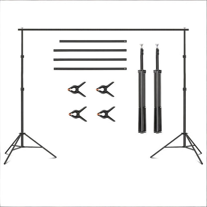 Backdrop Stand 10x7Ft Adjustable Photo Studio Background Support Kit with 4 Crossbars 4 Clamps Carry Bag for Parties Events Weddings Decoration Photography SH