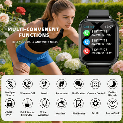 Smart Watch with Remote Photo Control & HD Voice Calling, Large Screen Unisex Smartwatch, Message Notifications, Multiple Sport Modes, Heart Rate Sleep Tracker, Compatible with iPhone & Android – Black Pink Silver Gold 5 Colors
