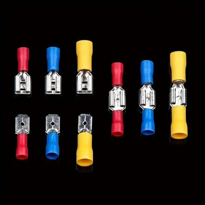 480PCS Wire Terminals Kit – Insulated Crimp Connectors Set with Butt, Ring, Spade & Fork Terminals for Automotive, Marine & Electrical Wiring Projects