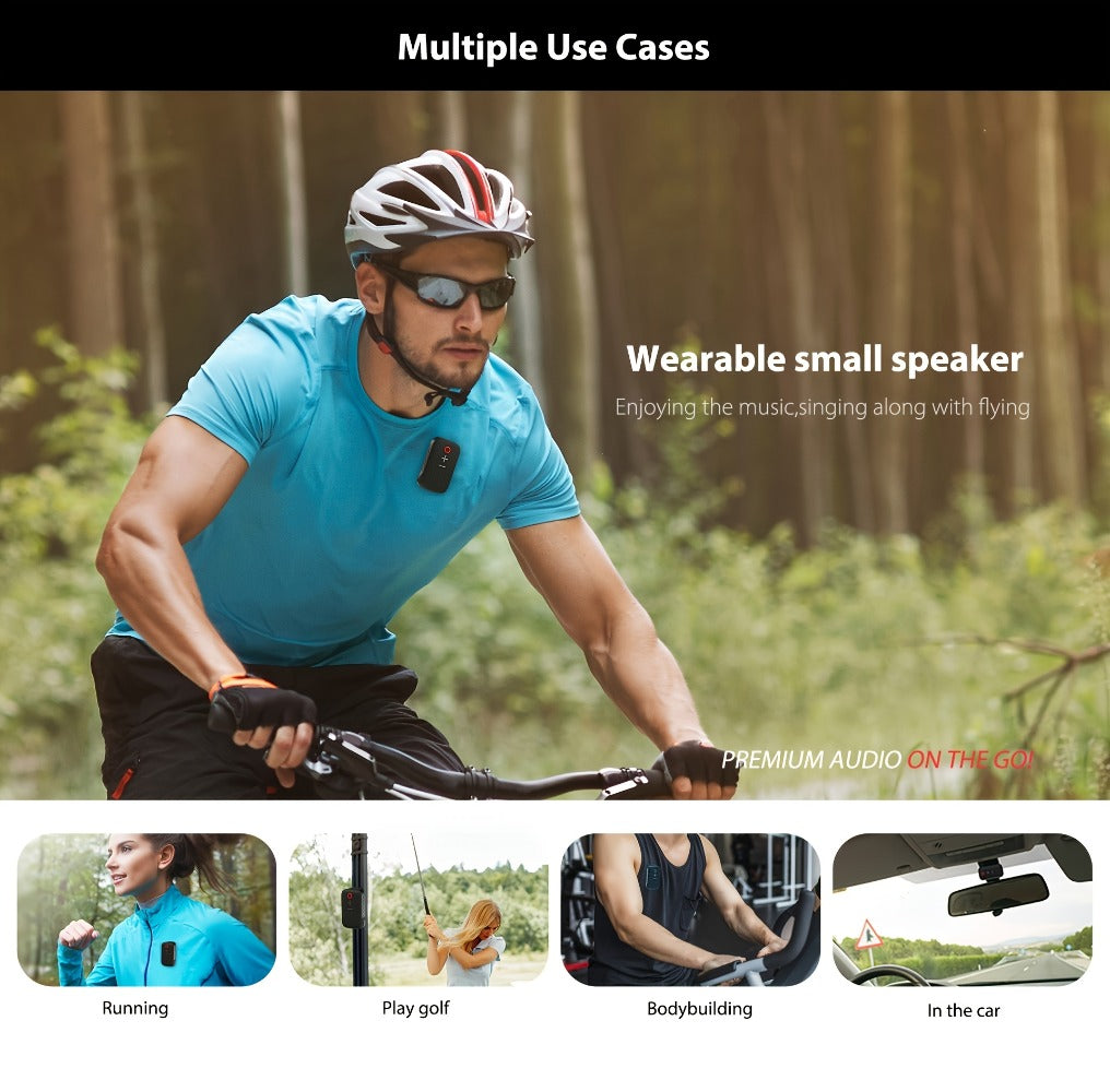 Wearable Bluetooth Speaker with Magnetic Clip, IPX5 Waterproof Mini Wireless Speaker with Mic, 18-Hour Battery, Dustproof Portable Speaker for Workouts, Travel, Hiking, Live Music & Hands-Free Calls