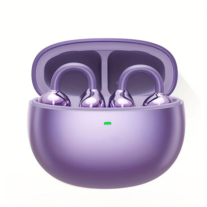 Clip On Wireless Earbuds Open Ear Bluetooth Headphones with Detachable Gemstone Earrings ANC Noise Reduction HD Stereo Hands-Free for Sports Exercise Work Study Outdoors