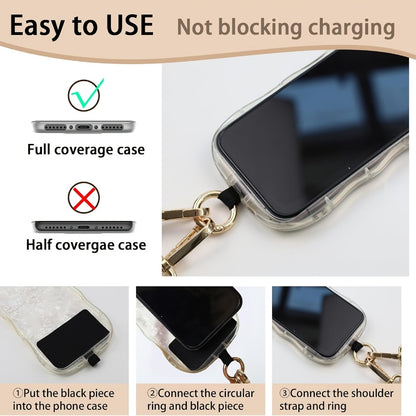 Crossbody Phone Strap Wallet Pouch with Beaded Charm Detachable Wrist Lanyard Card Holder Hands-Free Shoulder Strap for Women Girls iPhone Samsung – Green Purple Brown Pink 5 Colors