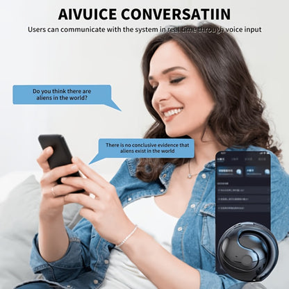 100 Language Real-Time Translation TWS Earphones Coconut Ball Pendant Wireless Earbuds Conference Recording Noise Canceling Mic Touch Control Fast Charging Type-C Free Lanyard for Travel Business