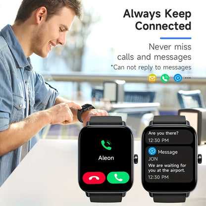 Alexa Built-in Smartwatch 1.95 Inch 360p Large Screen 100+ Sport Modes Wireless Calling Step Counter Sleep Tracker Health Monitoring USB Rechargeable Wristband Compatible with Android iPhone – Black