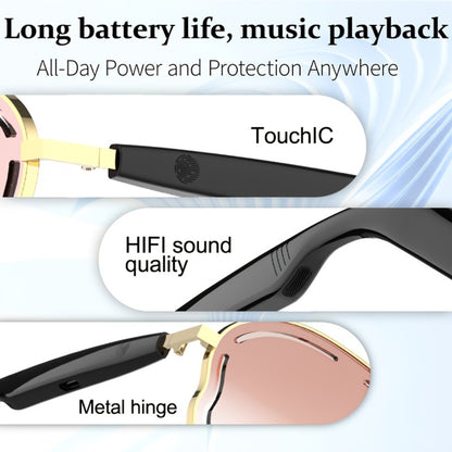 Stereo Smart Audio Glasses Touch Control Intelligent Noise Reduction Type-C Rechargeable Ultra-Long Standby Clear Calls Fashionable Wireless Eyewear for Travel Daily Use Unisex