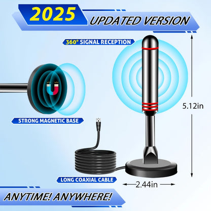Amplified TV Antenna 150 Mile Range Indoor Outdoor – 8K 4K 1080P HD Digital Antenna, Free Local Channels ABC CBS NBC FOX PBS, 10FT Coaxial Cable, Plug-and-Play, No Monthly Fee