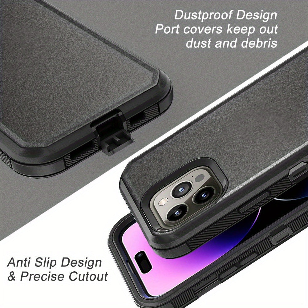 Shockproof Armor iPhone 14 Case Heavy Duty TPU PC Dual Layer Drop Protection Rugged Cover for iPhone 14 Pro Max 14 Plus 14 Pro 14 Wireless Charging Compatible – 3 Colors Black Orange Blue
