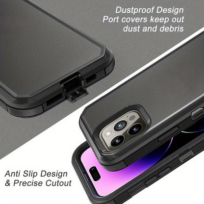 Shockproof Armor iPhone 14 Case Heavy Duty TPU PC Dual Layer Drop Protection Rugged Cover for iPhone 14 Pro Max 14 Plus 14 Pro 14 Wireless Charging Compatible – 3 Colors Black Orange Blue