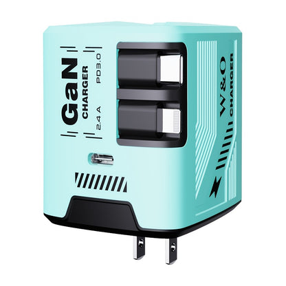 GaN Wall Charger 120W Fast with Retractable Built-In Cable & Foldable Plug – Compact Portable Travel USB-C Adapter for iPhone 17 16 15 14 Pro Max, Samsung Galaxy Ultra, Android Devices, 6 Colors