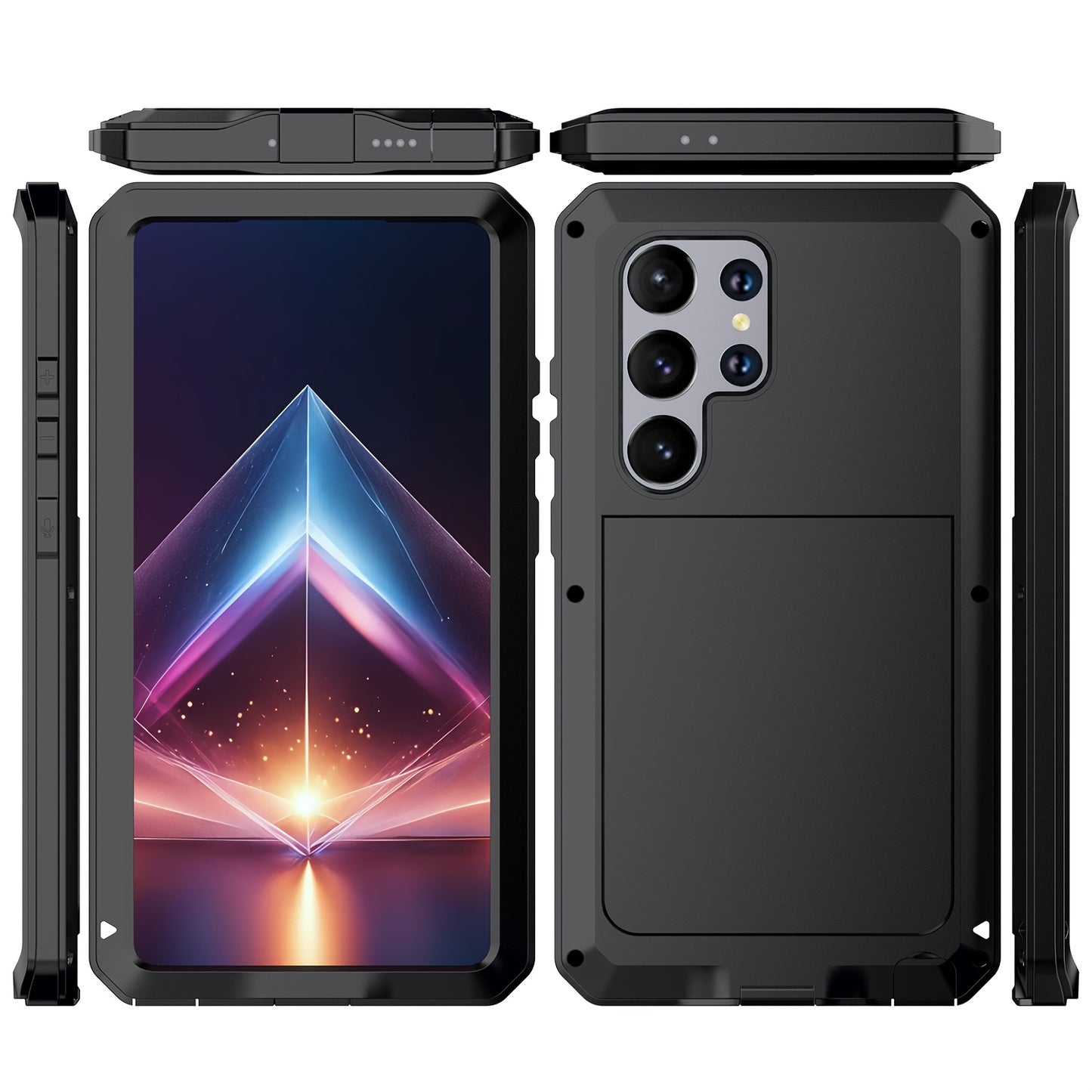 Heavy Duty Samsung Galaxy S24 Ultra Case Rugged Metal with Built-In Glass Screen Protector – Military-Grade Shockproof Dustproof Drop Protection Hard Cover, Compatible with Galaxy S23 Ultra S-Pen