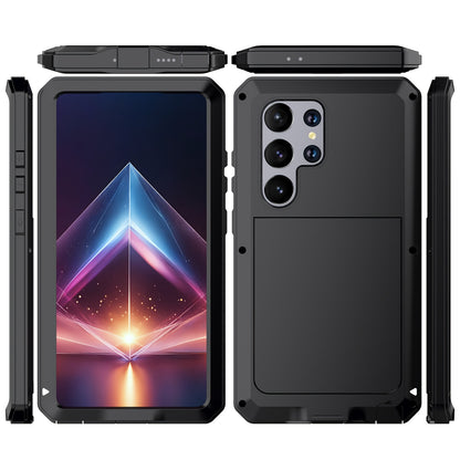 Heavy Duty Samsung Galaxy S24 Ultra Case Rugged Metal with Built-In Glass Screen Protector – Military-Grade Shockproof Dustproof Drop Protection Hard Cover, Compatible with Galaxy S23 Ultra S-Pen